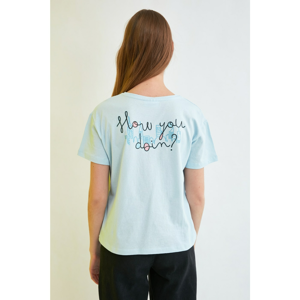 Trendyol Blue Friends Licensed Printed Semifitted Knitted T-Shirt