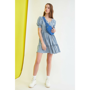 Trendyol Blue Square Balloon Sleeve Dress