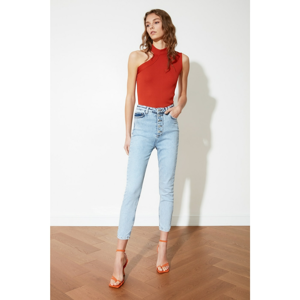 Trendyol Light Blue Front Buttoned High Waist Skinny Jeans