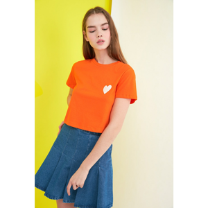 Trendyol Orange Crop Knitted T-Shirt