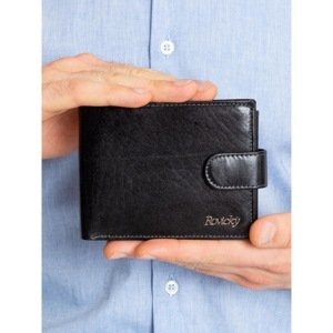 Men's black leather wallet with lapels