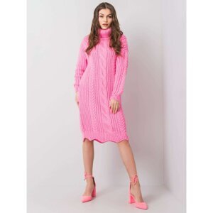 Pink turtleneck knitted dress