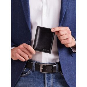 Black men's leather wallet without fastening