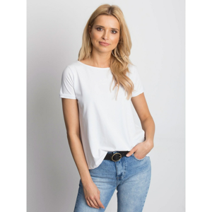 Women´s white t-shirt with rolled-up sleeves