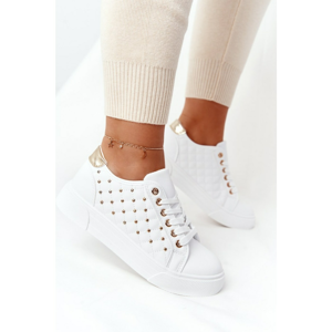 Women’s Sneakers With Quilting White-Gold Fondness