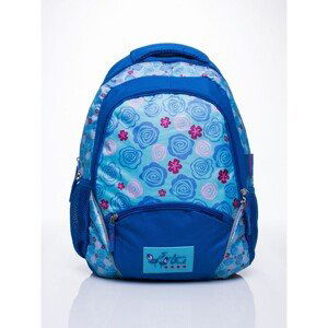 Blue backpack for a girl with flowers