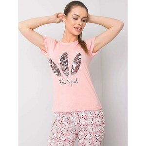 Light coral two piece pajamas made of cotton