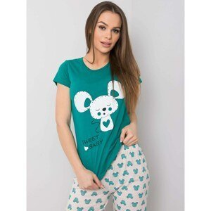 Dark green women´s pajamas with a print