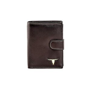 Natural black leather wallet with a latch