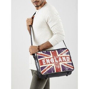 Men´s black eco-leather bag with a British motif