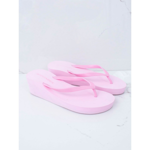 Light pink wedge flip-flops