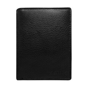 Men's open black leather wallet