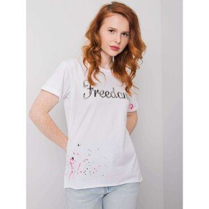 Women's white T-shirt with inscription