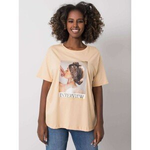 Beige T-shirt with colorful print