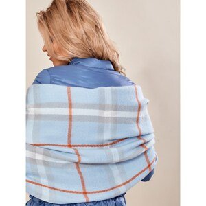 Light blue plaid scarf with fringe