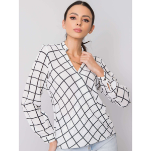 RUE PARIS White and graphite patterned blouse