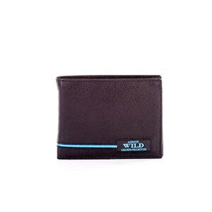 Black leather wallet with blue inserts