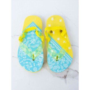 Yellow and blue children´s flip-flops