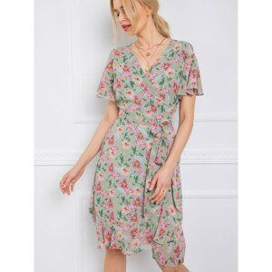 RUE PARIS Mint dress with a floral print