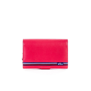 Red leather wallet with a clasp