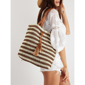 Woven striped brown bag