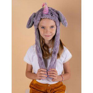 Plush hat in purple and gray