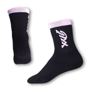 Styx classic black socks with pink inscription (H224)