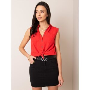 RUE PARIS Red blouse with a collar