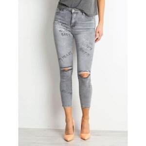 Jeans with gray inscriptions