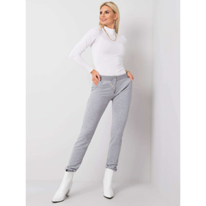 Gray melange sweatpants with a zipper