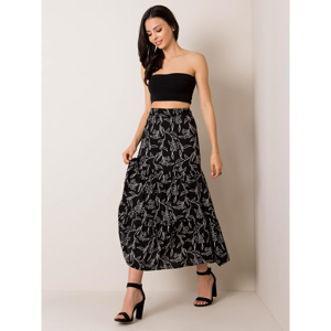 RUE PARIS Black floral skirt