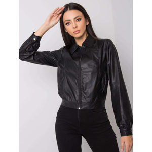 Black short eco-leather jacket