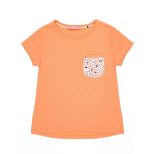 Orange T-shirt for a girl with a pocket