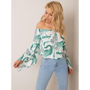RUE PARIS White and green Spanish blouse
