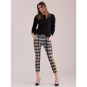 Plaid pants with colorful stripes in gray