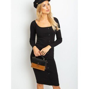 Black ribbed dress with buttons