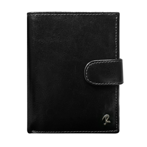Men´s black leather wallet with a clasp