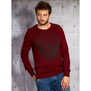Men´s sweater with a burgundy print