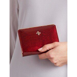 Horizontal red lacquered eco-leather wallet
