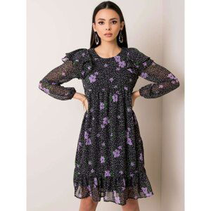 RUE PARIS Black and purple floral dress