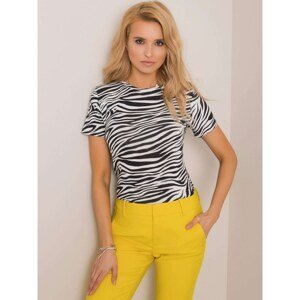 RUE PARIS Black and white zebra print blouse