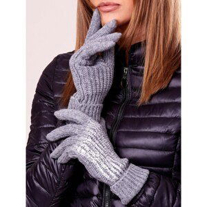Grey gloves with wool and glossy application