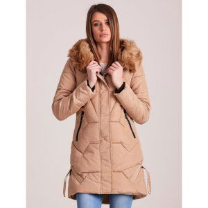 Ladies´ beige quilted winter jacket