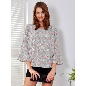 Ecru blouse with polka dots and flamingos