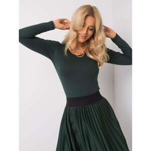 RUE PARIS Dark green long sleeve blouse