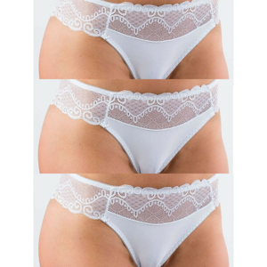 3 PAK White tango panties with lace