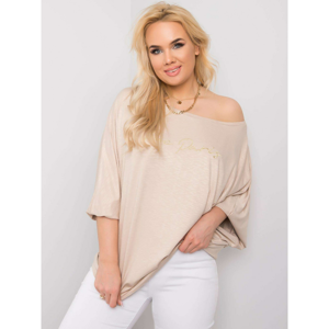 RUE PARIS Loose beige blouse for women