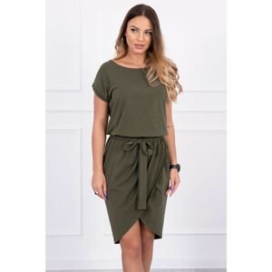 Tied dress with clutch bottom in khaki color