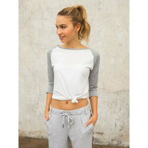 FOR FITNESS white and gray blouse with contrasting sleeves