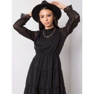 SUBLEVEL Black women´s dress with a frill
